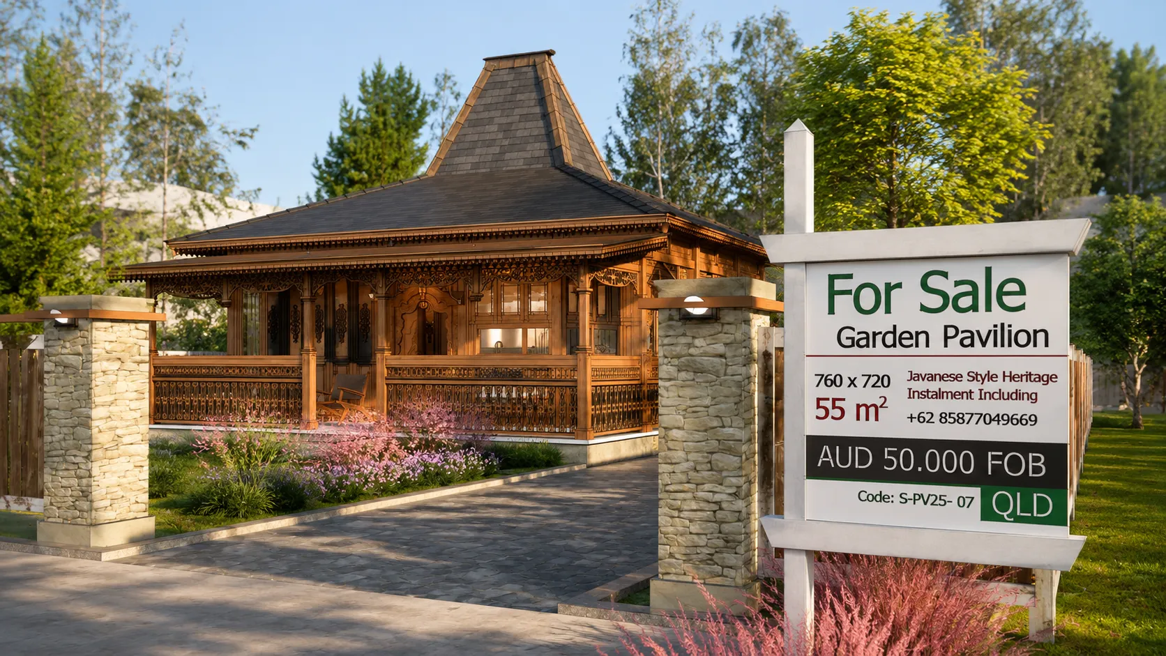 Heritage Teak Wood Garden Pavilion