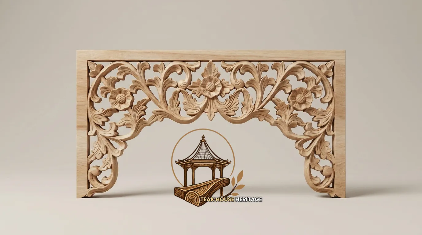 Classic Floral Carved Teak Wood Klewer Trim