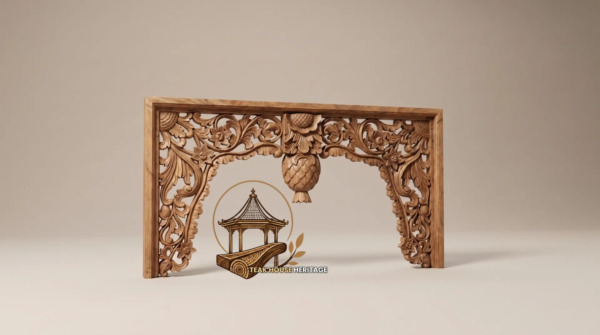 Hand-Carved Floral Motif Joglo Klewer Beam