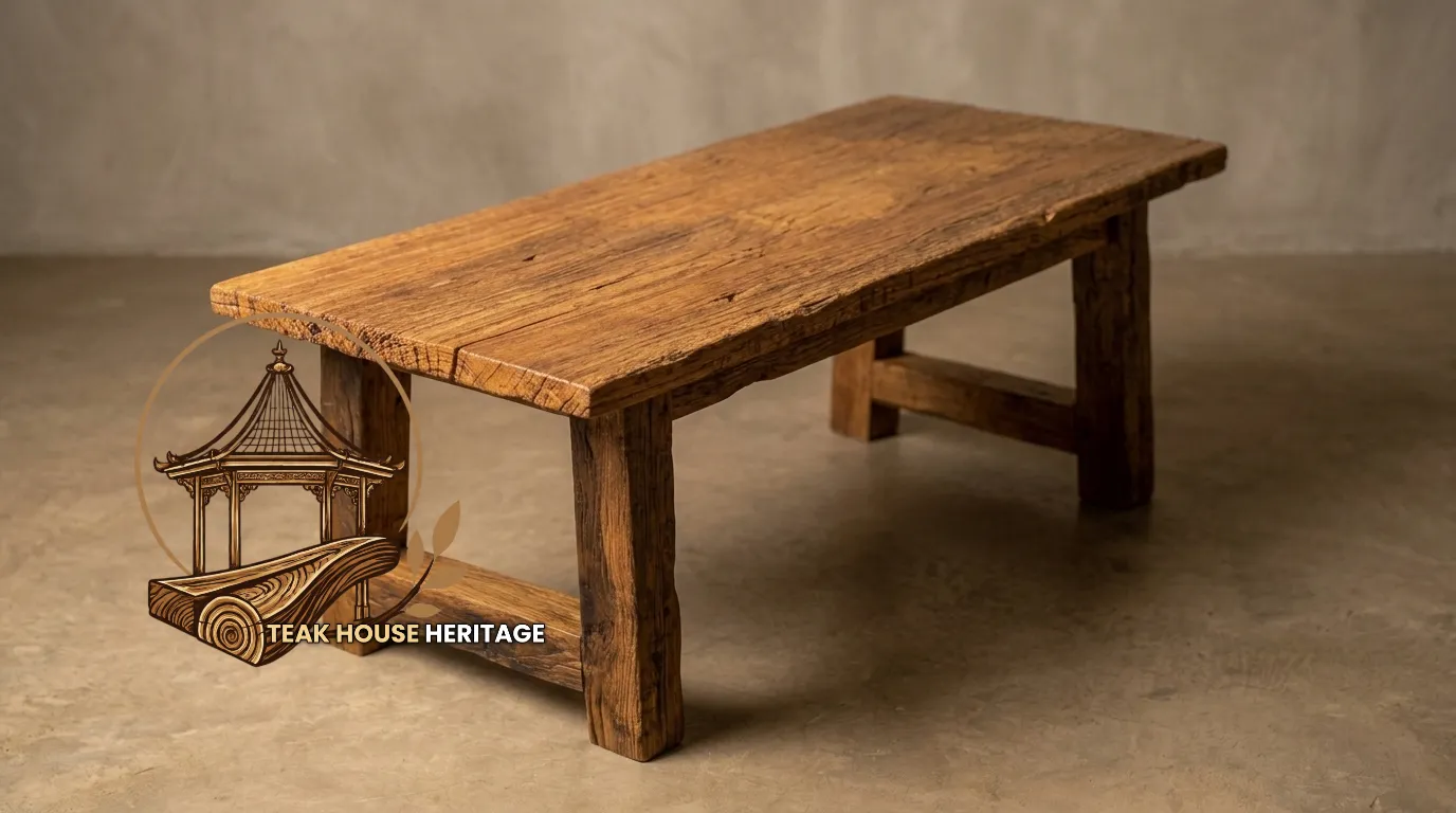 Rustic Reclaimed Solid Teak Wood Coffee Table